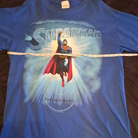 90’s Vintage Superman Warner Bros Big Graphic T Shirt Large 'Look, up in the Sky - Picture 5 of 12